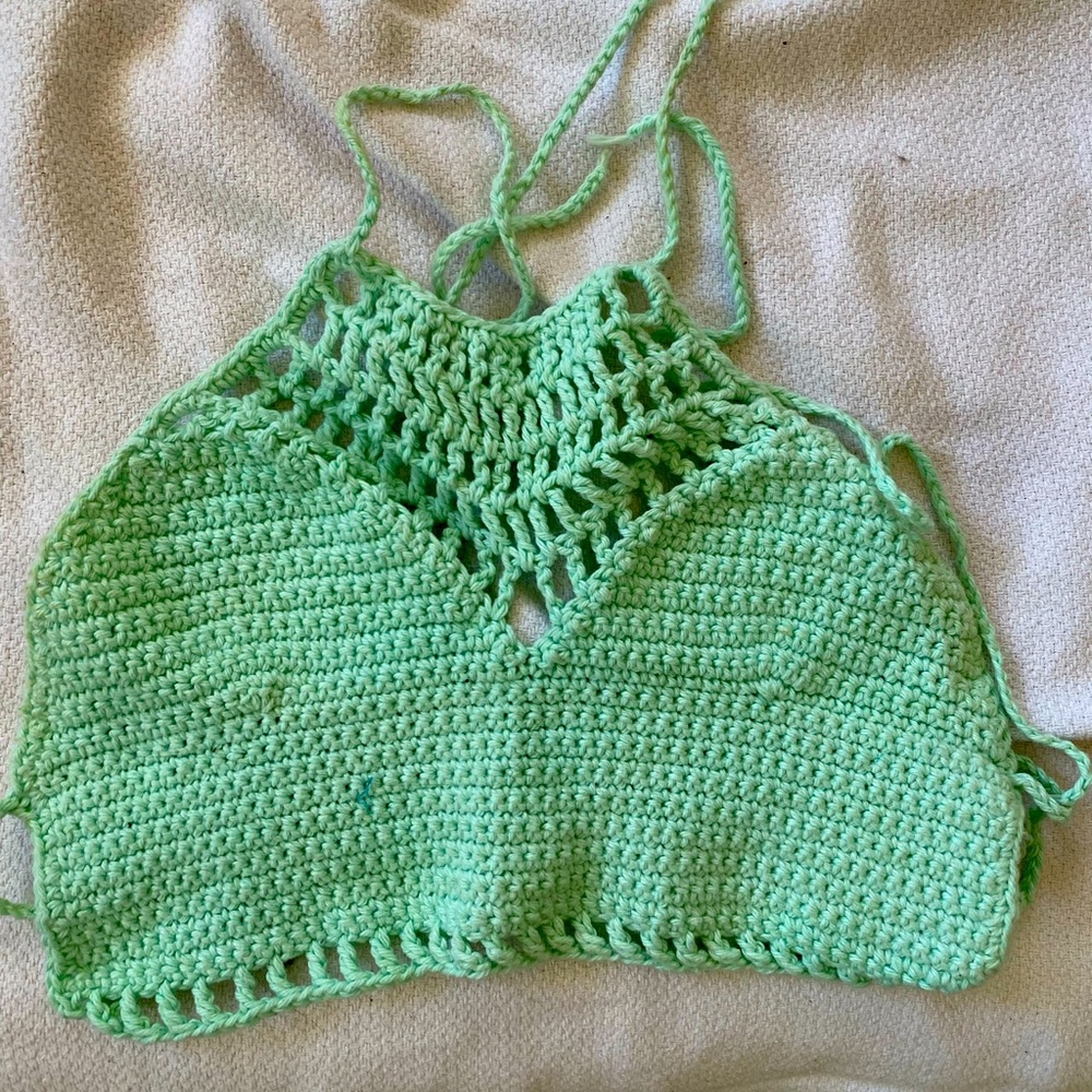 Handmade, teal crochet crop top!